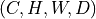 (C, H, W, D)