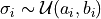 \sigma_i \sim \mathcal{U}(a_i, b_i)